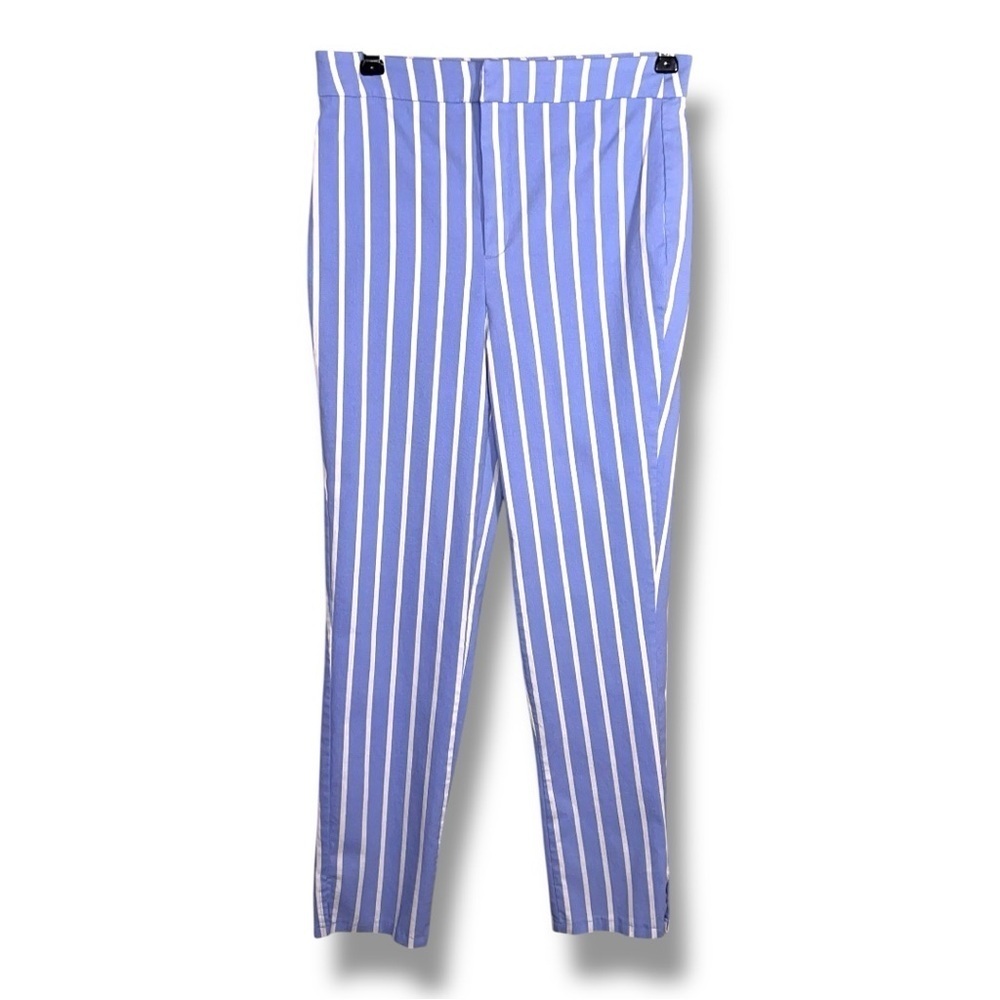 Juniors Medium Forever 21 Blue White Striped Pants Stretch Coastal Preppy